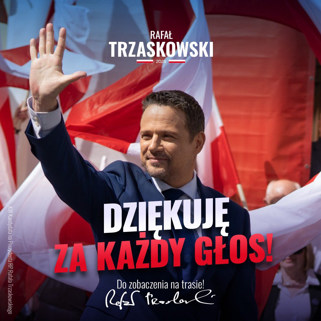 trzaskowski_'s tweet photo. Znamy już oficjalne wyniki I tury wyborów - dziękuję Wam za każdy głos! A my działamy dalej. Pełna mobilizacja!

#Trzaskowski2025 #WygraCałaPolska https://t.co/r5vFQGAwLk
