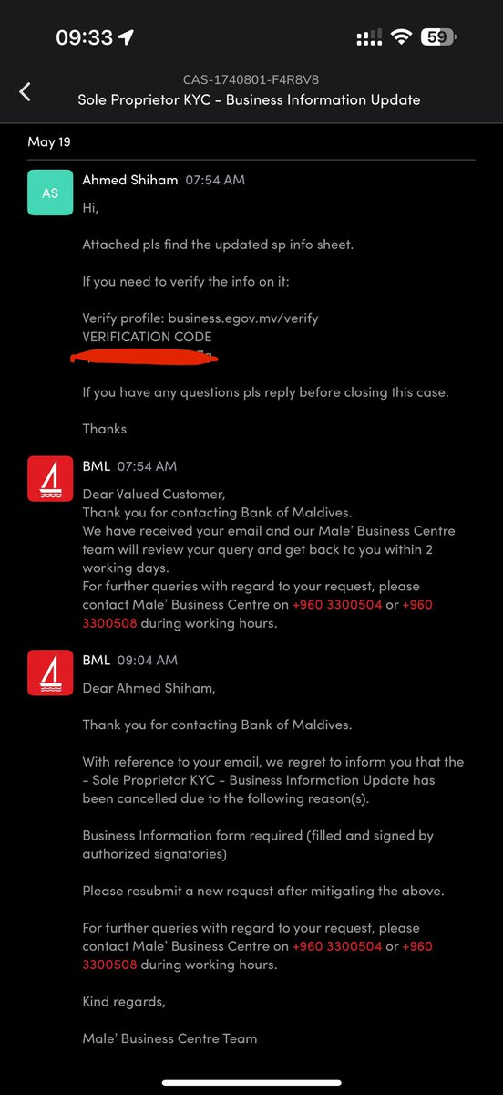 Hey <a href="/bankofmaldives/">Bank of Maldives</a> Why are you not accepting auto generated profile sheets from business portal? <a href="/MoEDmv/">Ministry of Economic Development and Trade</a> 
Your reason (filled and signed by authorized signatories) is so 90’s! It’s got an online verification method!
And why do you keep closing the cases before it’s resolved!?