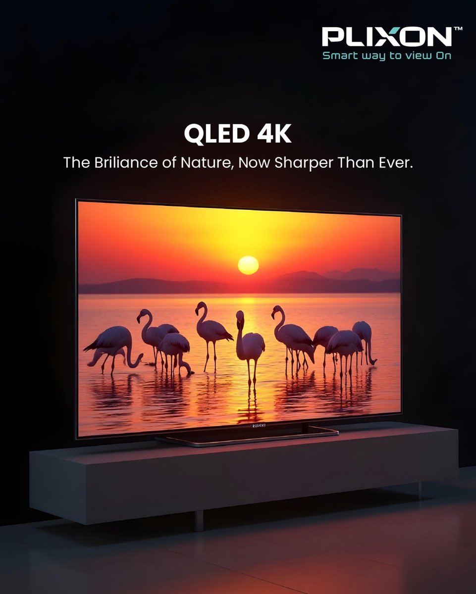Plixontv's tweet photo. Experience every shade of sunset, every ripple in the water, and every detail in stunning clarity with the Plixon QLED 4K.
#plixon #qled4k #smarttv #techlovers #hometheater #tvlaunch #cinematicview #luxuryliving #smarthome #entertainmentredefined https://t.co/XusuppJ635