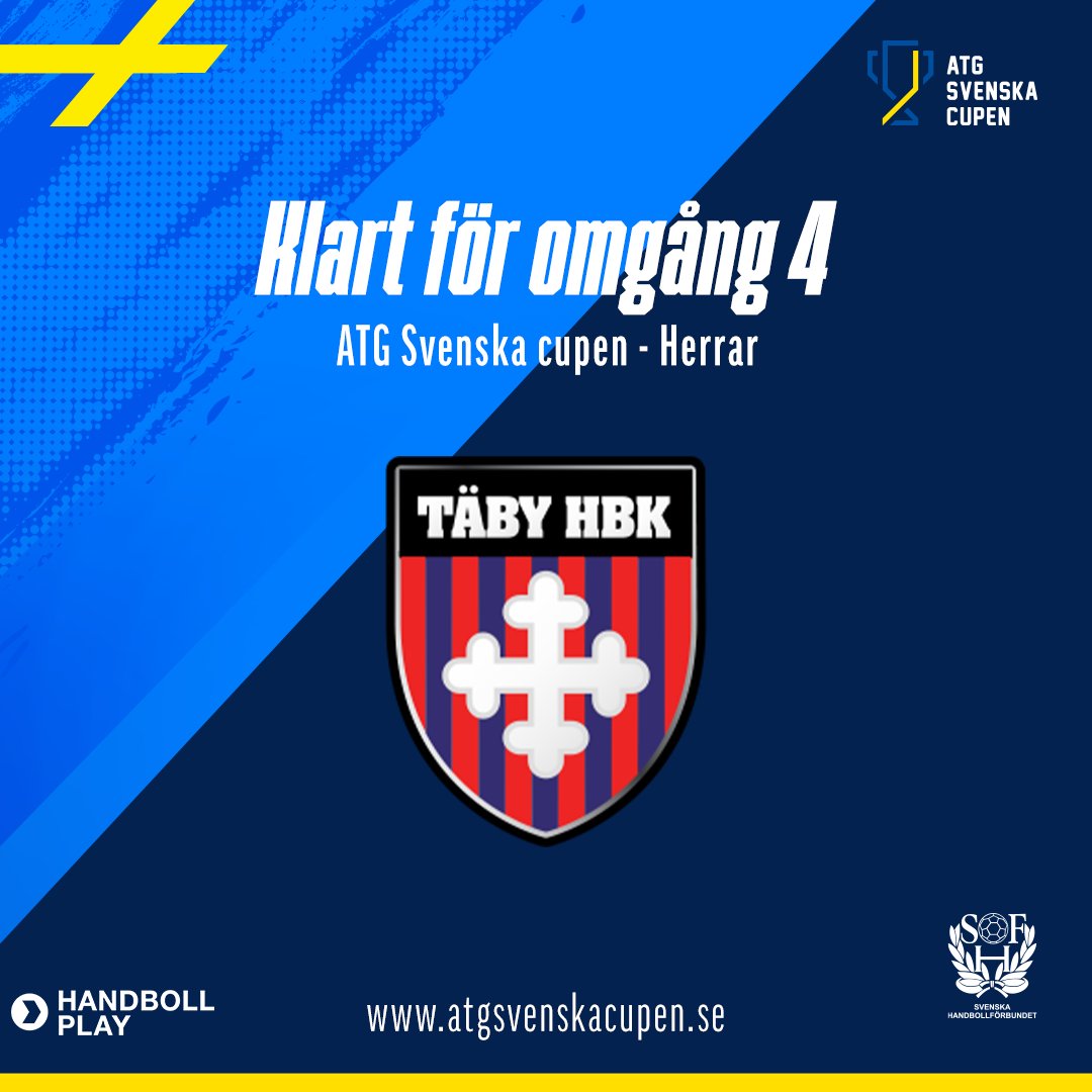 🏆Under den gångna helgen blev Täby Centrum HK klart för omgång 4 i ATG Svenska cupen 2025-26. Täby eliminerade Uppsala HK. Därmed är omgång 3 även färdigspelad på herrsidan.

Mer information om gruppindelningen till omgång 4 kommer inom de närmsta dagarna.

#svenskhandboll