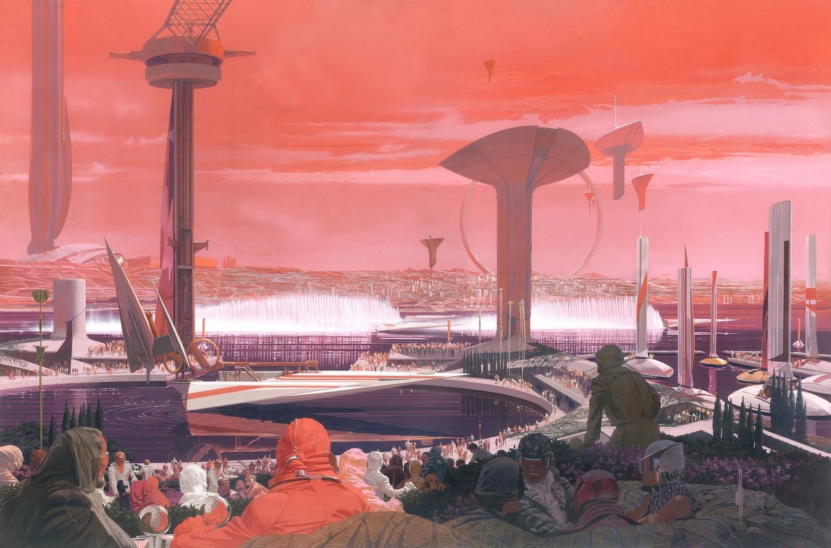 The future of sports, painted by Syd Mead.