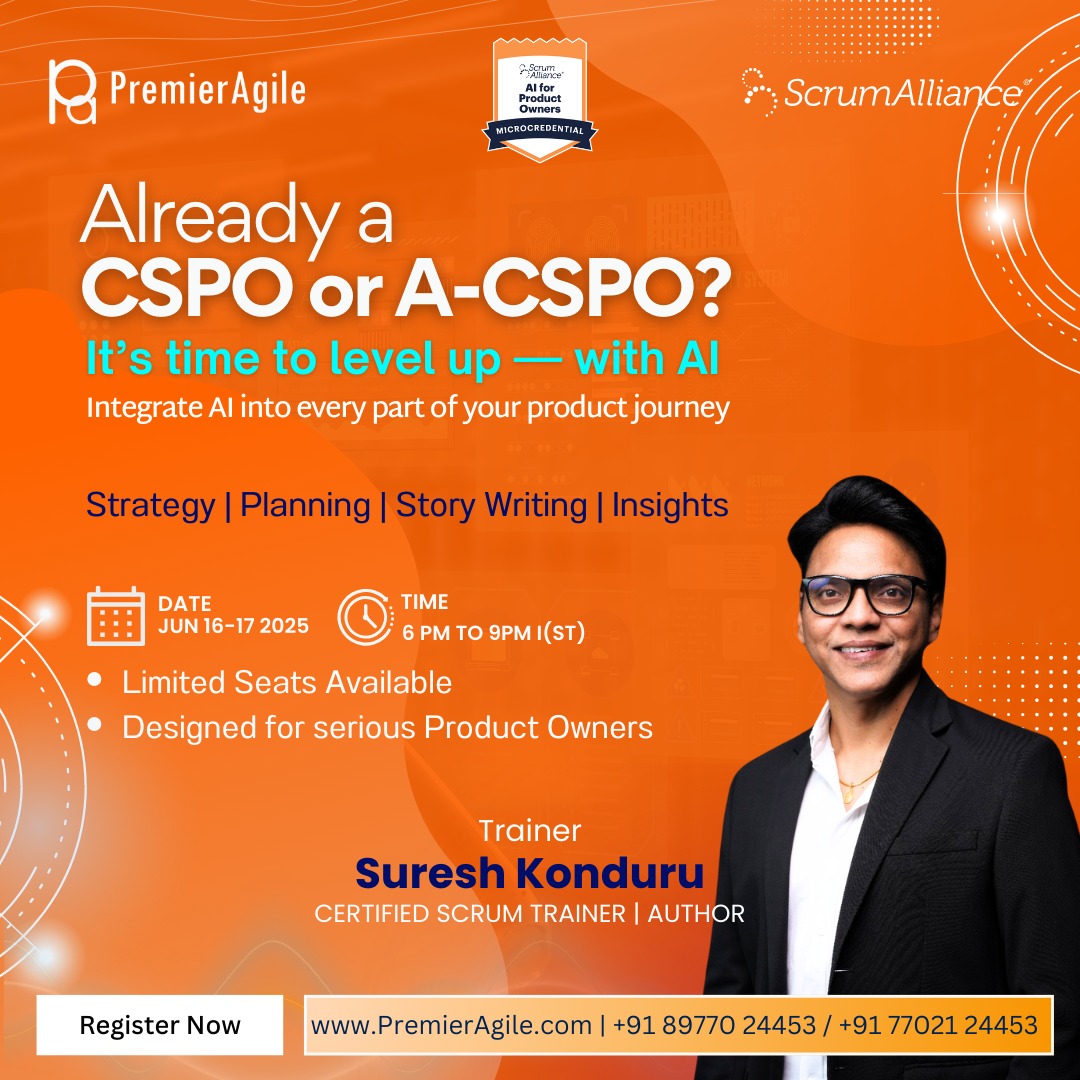PremierAgile's tweet image. Already a CSPO or A-CSPO?
It’s time to level up with AI and future-proof your product journey!
🔗 Register now: premieragile.com/ai-certificati…
#scrumalliance #premieragile #productowner #cspo