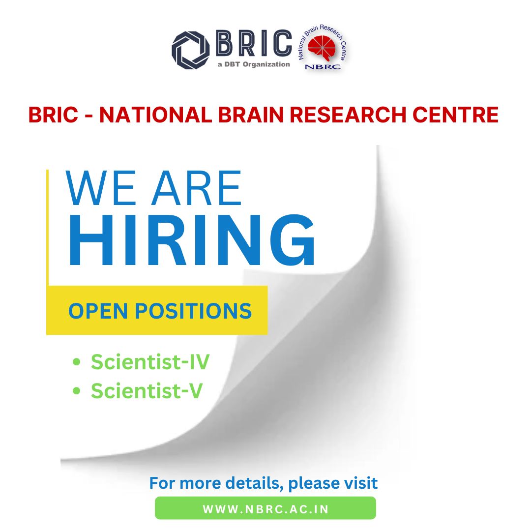 🚨 Hiring Alert at <a href="/DBT_NBRC/">BRIC-NBRC</a>!
🚀 Step into a role where your research changes lives! NBRC is calling on inspired scientists to lead the way forward.

🔬 Scientist-IV (2 posts) &amp; Scientist-V (3 posts) positions open.
🗓️ Last date to apply: 20.06.2025
🗓️ For NE States, A&amp;N Islands,