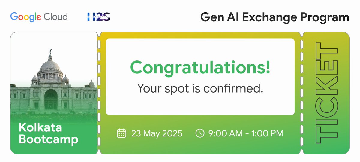 Debasishsahu29's tweet image. 🚀 Excited to share that I’ll be attending the Google Gen AI Exchange Program on 23rd May 2025 in Kolkata!
#GenAI #GoogleAI #AIExchange2025 #Kolkata #FutureOfAI #AIInnovation