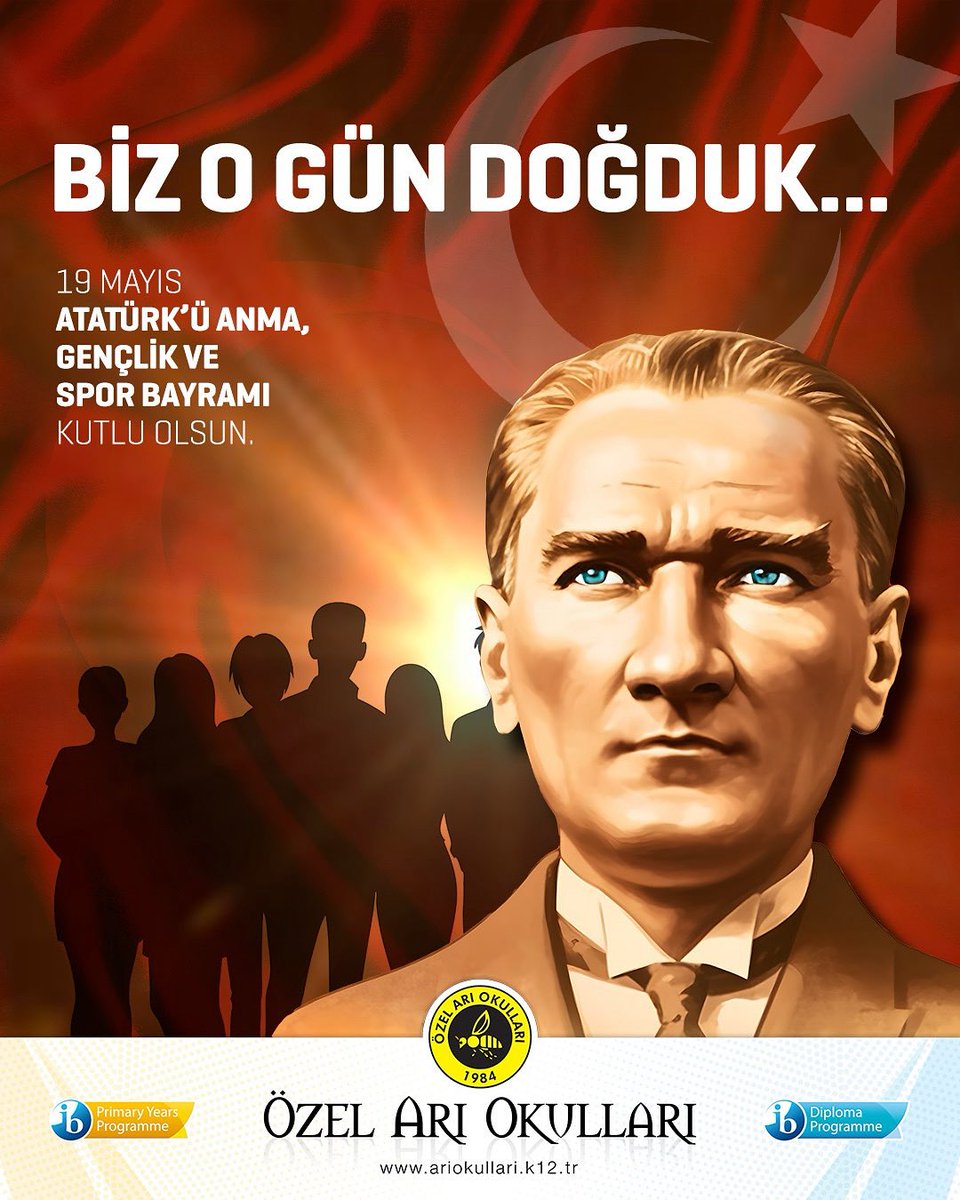 AriOkullari's tweet image. BİZ O GÜN DOĞDUK…🐝🇹🇷
.
19 Mayıs Atatürk’ü Anma, Gençlik ve Spor Bayramımız kutlu olsun.
.
.
#ariokullari #okul #eğitimkurumu #school #college #kolej #önokul #ilkokul #ortaokul #anadolulisesi #fenlisesi #ibschool #ibdp #ibpyp #19mayıs #atatürk #mustafakemalatatürk