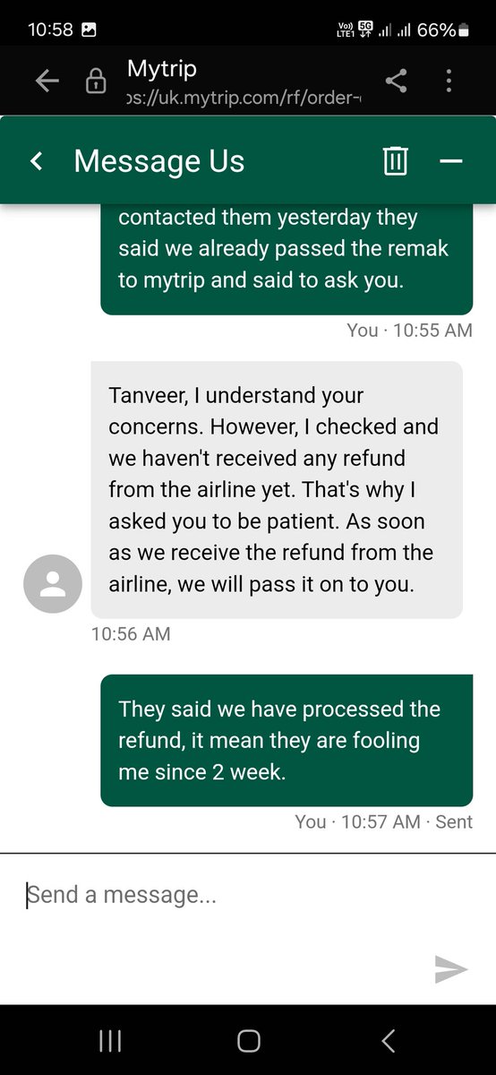 TnvrA's tweet photo. @airindia Dear Air India, 
How many days you need to share my full refund details to your sales team to travel agency.  You promised 7 working days and now its more than 2 weeks.
I just chat with the respective travel agency and they didn't received any full refund request from your side. https://t.co/yU2HAvPLtz