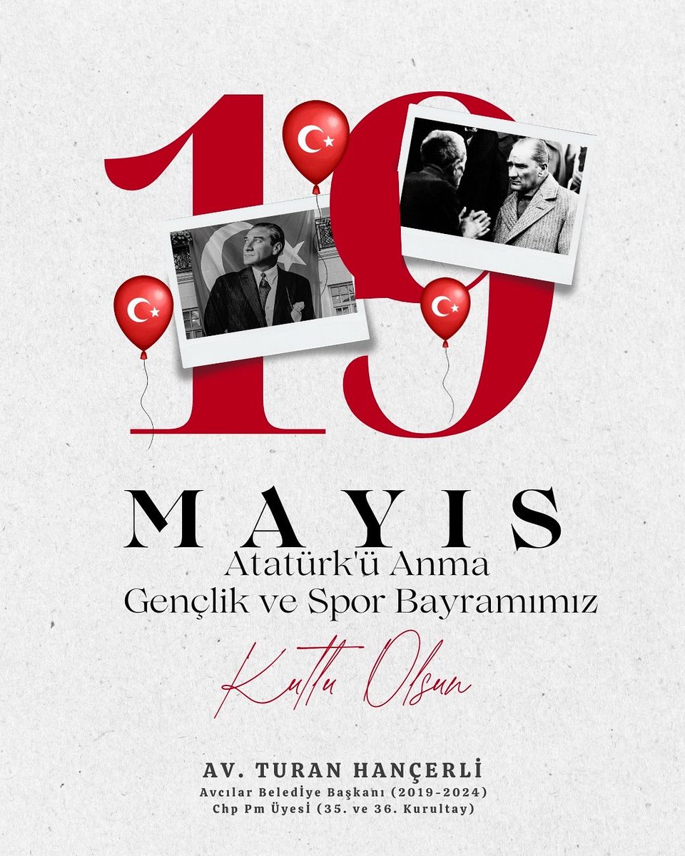 Umudu miras aldık, yarını inşa ediyoruz.

19 Mayıs, bir milletin yeniden ayağa kalktığı gündür.

Atatürk’ü saygıyla anıyor, Gençlik ve Spor Bayramımızı kutluyorum…

#Atatürk #19mayis