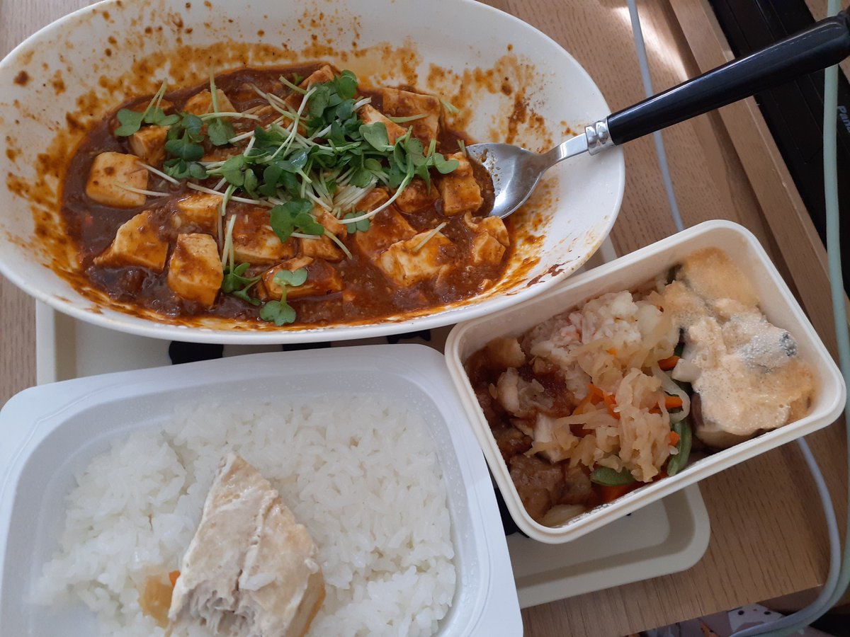 レンチンで麻婆豆腐でけた\( ´˘`)/