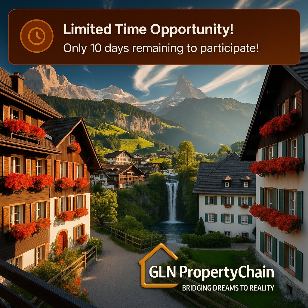 Only 10 Days Left!
GLN PropertyChain is coming to a close and you'll never see an opportunity like this again.

A huge thank you to our visionary CEO Hossam, the dedicated core team, and every investor who believed in us from day one.
Let’s finish strong together, until the very