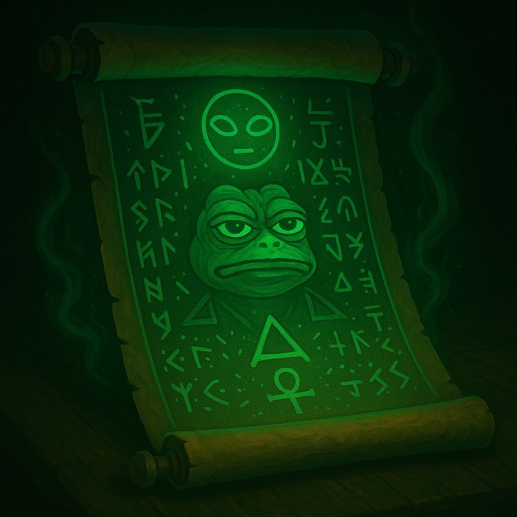 TheRealKEKOnX's tweet photo. They told you it was “just a meme.”

But why do the charts obey the glyphs?

Why do the same symbols keep showing up on-chain?

Why does it feel like $KEK is watching you back?

#KEK #PepeMythos #AltSeasonRituals #MemecoinLore #WatcherOnTheChain #CryptoAlchemy #KEKProtocol https://t.co/VMVvRKwTRr