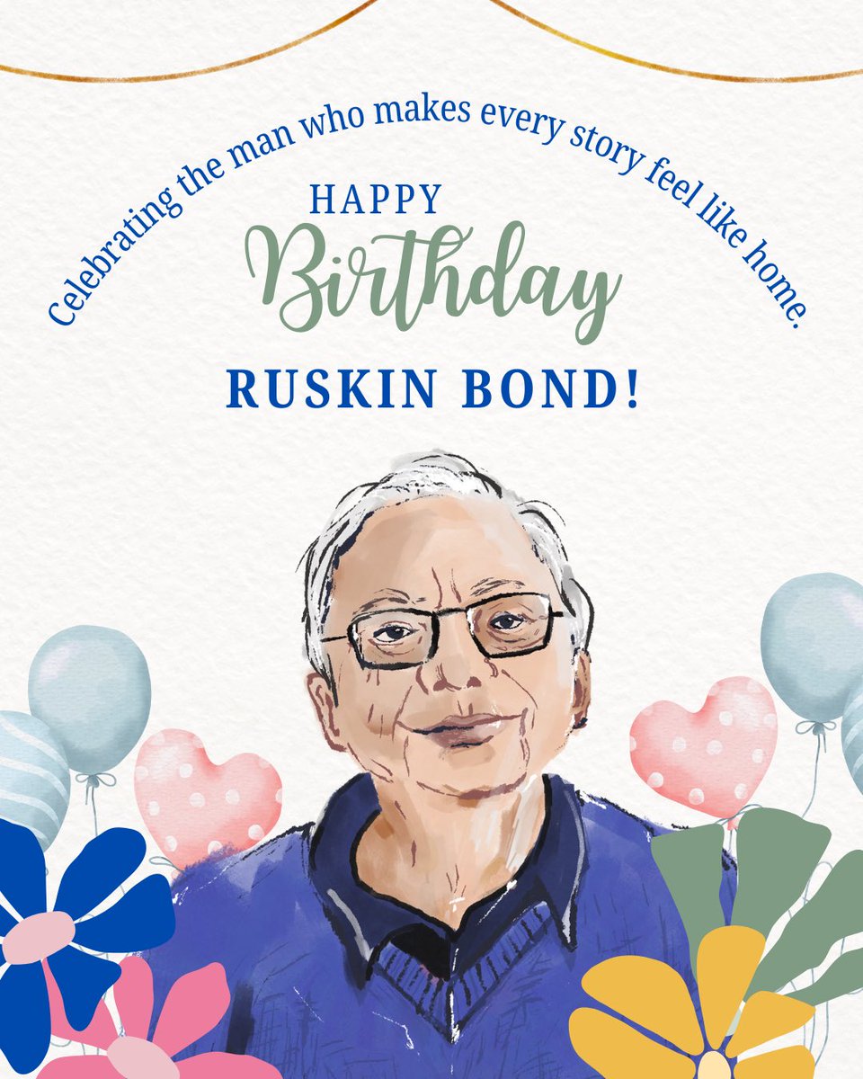 Rupa_Books's tweet photo. To Ruskin Bond, whose pen has gifted us the beauty of nature, childhood, and nostalgia-thank you for your stories that feel like home. 

We wish you a very happy birthday!

@RealRuskinBond https://t.co/MSZKAABebM
