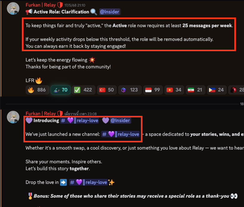 gKukkui's tweet photo. ปุกาศศศ ชาว Relay @RelayProtocol โปรดแซ่บ!! ตอนนี้มีห้อง Discord แล้ววว คนเข้ายังน้อยนิด และ มีให้เก็บโรลแบบอีซี่ๆ

เท่าที่เห็นมี 2 Role ที่ได้ง่ายๆอยู่

1. Active - แชทห้อง General 25 - 100 เมสเสจ (เท่าที่ดูส่วนใหญ่ประมาน 40-50 ก็ได้ละ) (บอทตรวจ)
- ประคองโรลต้องactive 20-30 เมสเสจต่ออาทิตย์

2. Proof of Love - แชร์ประสปการณ์การใช้ Relay ที่ประทับจายยย ในห้อง relay-love

>> ทางไป
https://t.co/Zn7l0QEPIr

RelayProtocol คือ Bridge Protocol ที่ Gas ต่ำและไวมากระดับนึงเลย เมื่อเช้าจะลองทำ crossbridge kaito ที่อยู่บน Base ข้ามไป SUI เพื่อจะไปเทสวาง BTC ที่ Lombard @Lombard_Finance  แต่เหมือนยังกำลังแก้อยู่ เลยข้ามไป SOL เพื่อเอา USDC ไปวางที่ Huma @humafinance แก็ซกับส่วนต่างน้อยมากๆ และสุดท้ายข้ามไปที่ Polygon @0xPolygonDeFi  เพื่อเอาไปลองที่ Infinex @infinex ก็เร็วดีนะ! เสียดายที่ยังไม่มี Aptos @Aptos  เป็นเศร้า!!