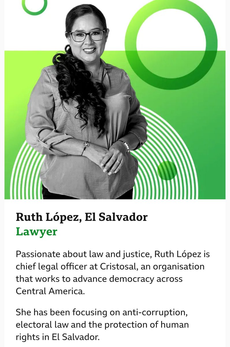 vgarc1ar's tweet photo. Bukele is increasing the violence against dissenting voices in #ElSalvador.
Ruth López, a lawyer who has denounced human right abuses under Bukele's State of Exception, has been captured tonight by the regime. 
The @BBC included Ruth as one of the 100 most inspiring women of 2024 https://t.co/AavjrKHA0W