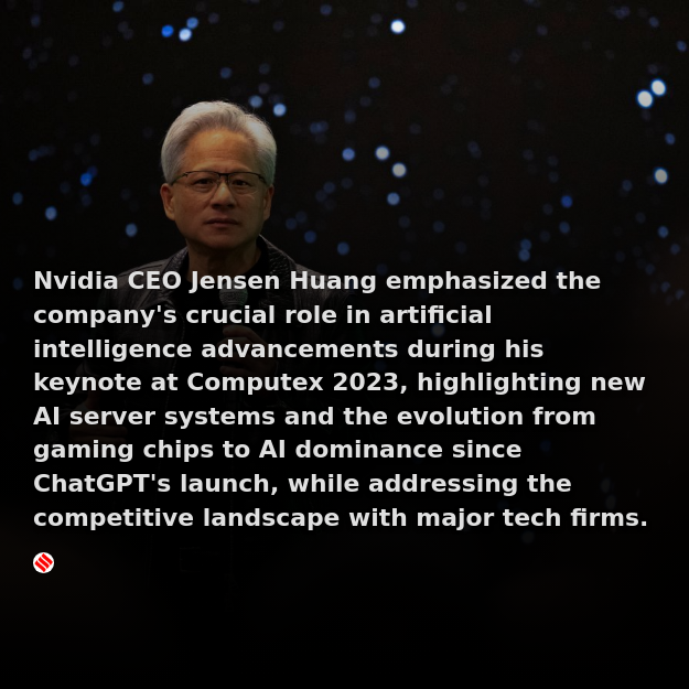 CuriousCatsAI's tweet image. Nvidia CEO Jensen Huang confirms the company's shift from gaming chips to AI leadership since ChatGPT's launch at Computex 2023. Sources: indianexpress ๐ฑ #AI #Nvidia #Computex2023
curiouscats.ai/artificial-intโฆ