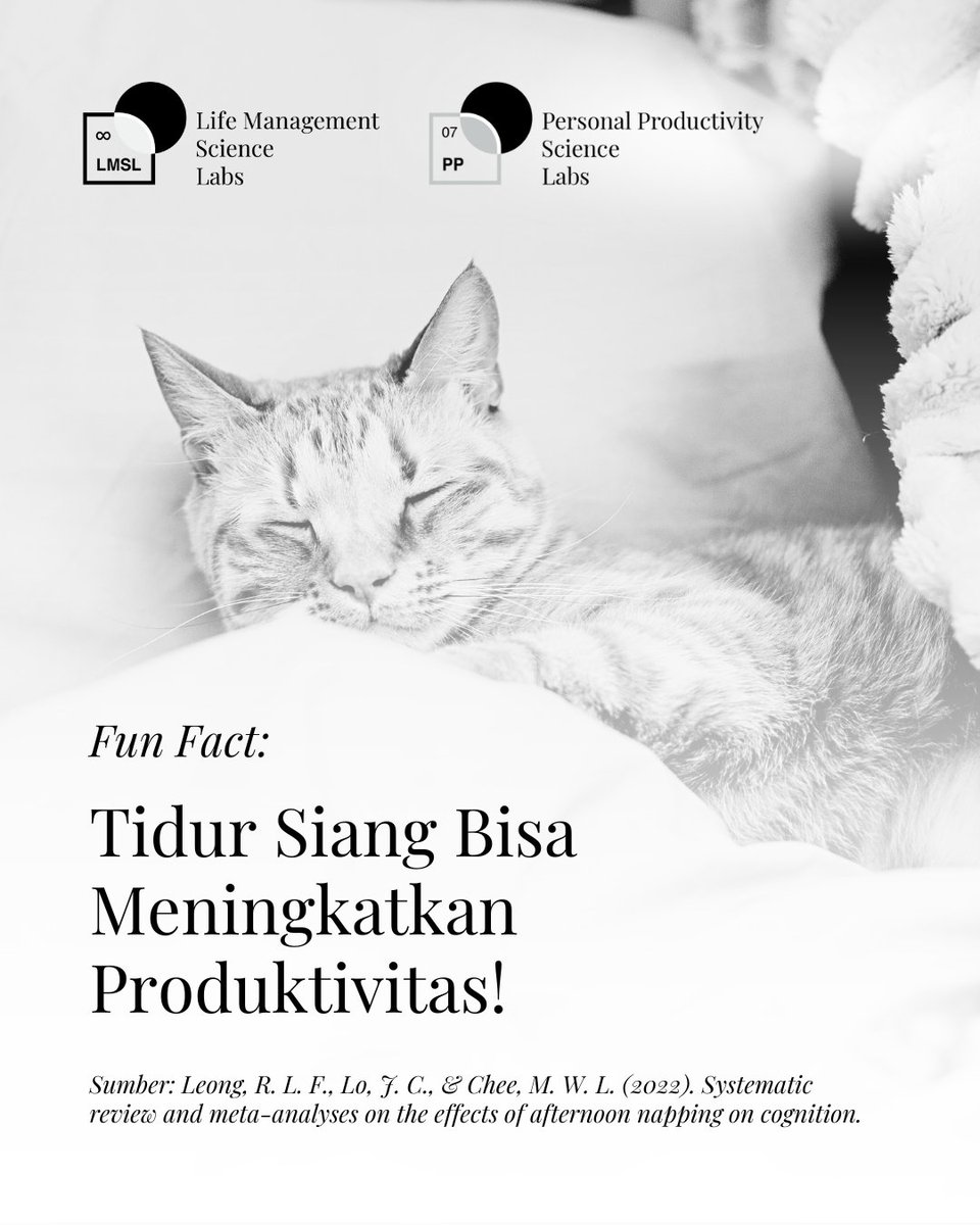 LMSLIndonesia's tweet photo. Tidur siang juga efektif untuk semua usia, mulai dari anak-anak hingga lansia, dan tidak dipengaruhi oleh kebiasaan tidur siang sebelumnya. Jadi, tidur siang bukan hanya untuk anak kecil, tapi juga bisa menjadi power boost untuk produktivitasmu! 💪
#LMSL #LMSLIndonesia #funfact https://t.co/mPMbqoto5T