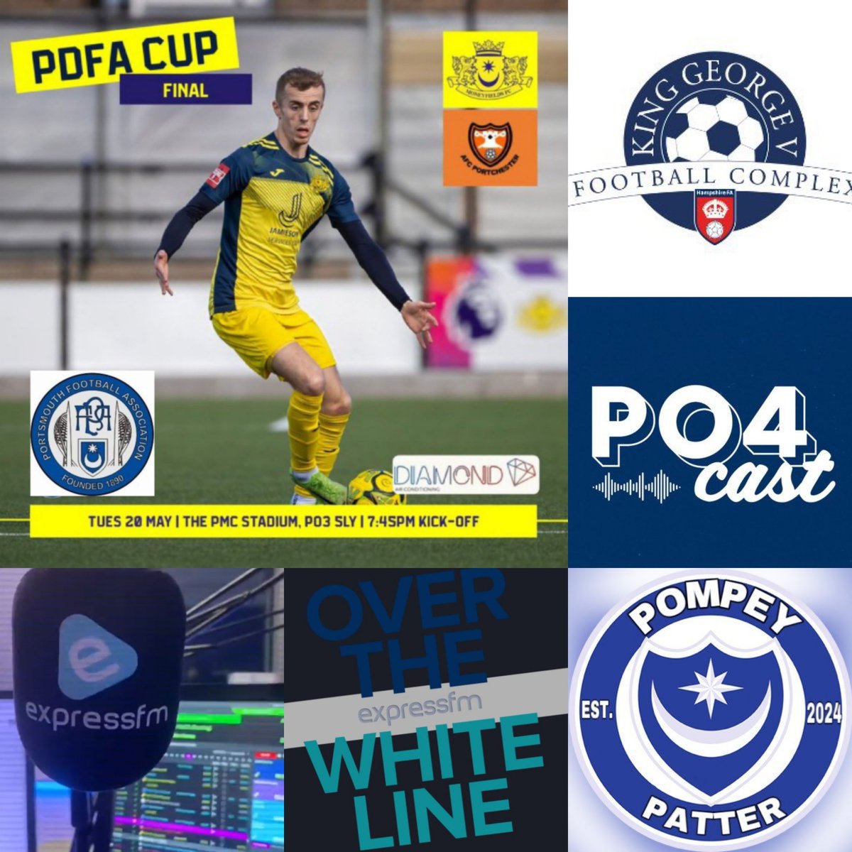 Portsmouth Football (@pompey_football) on Twitter photo ⚽️ This Week ⚽️
#TheFinalLap
Mon: #CoshamPlayOn at <a href="/KingGeorgeVHFA/">King George V Football Complex</a> 8.10pm + #MNFH
Tue: <a href="/MONEYFIELDSFC/">Moneyfields FC</a> v <a href="/AFCPortchester/">AFC Portchester</a> in <a href="/PDFACups/">Portsmouth Divisional Football Association</a> #Senior 🏆Final at the #PMC 🏟 .. KO 7.45pm
Wed: #OTWL on <a href="/ExpressFM/">Portsmouth’s Express FM</a>
Thu: .. maybe <a href="/PO4cast/">PO4cast - Pompey Podcast for PompeyNewsNow🎙</a> + <a href="/PompeyPatter/">Pompey Patter</a>
Fri: #FNFH with <a href="/PompeyOnExpress/">Express FM • Football</a> ⚽️ This Week ⚽️
#TheFinalLap
Mon: #CoshamPlayOn at <a href="/KingGeorgeVHFA/">King George V Football Complex</a> 8.10pm + #MNFH
Tue: <a href="/MONEYFIELDSFC/">Moneyfields FC</a> v <a href="/AFCPortchester/">AFC Portchester</a> in <a href="/PDFACups/">Portsmouth Divisional Football Association</a> #Senior 🏆Final at the #PMC 🏟 .. KO 7.45pm
Wed: #OTWL on <a href="/ExpressFM/">Portsmouth’s Express FM</a>
Thu: .. maybe <a href="/PO4cast/">PO4cast - Pompey Podcast for PompeyNewsNow🎙</a> + <a href="/PompeyPatter/">Pompey Patter</a>
Fri: #FNFH with <a href="/PompeyOnExpress/">Express FM • Football</a>