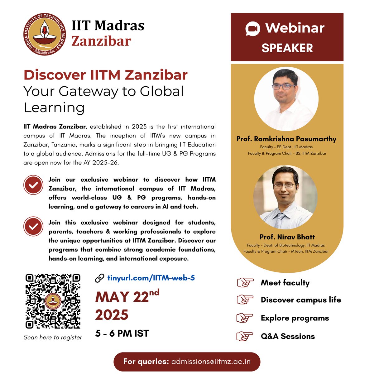 IIT Madras (@iitmadras) on Twitter photo Join our exclusive webinar to discover how <a href="/IITMZanzibar/">IIT Madras Zanzibar Campus</a> - the international campus of <a href="/iitmadras/">IIT Madras</a> offers globally recognized degrees, cutting-edge programs, and a truly unique learning experience in Zanzibar, Tanzania.
Hear directly from professors about campus life, Join our exclusive webinar to discover how <a href="/IITMZanzibar/">IIT Madras Zanzibar Campus</a> - the international campus of <a href="/iitmadras/">IIT Madras</a> offers globally recognized degrees, cutting-edge programs, and a truly unique learning experience in Zanzibar, Tanzania.
Hear directly from professors about campus life,