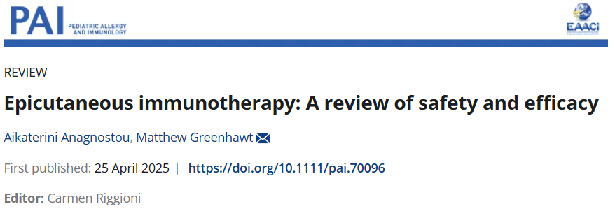 pai_eaaci's tweet photo. A #review highlights #Epicutaneous #immunotherapy - a #skinpatch that helps desensitize to #allergens like milk and peanuts, without oral exposure.
👶 Most effective in aged 1–3
✅ Safe with mild side effects
🔗 https://t.co/y03wta2XYx
.
#FoodAllergy #EPIT #pai_journal https://t.co/xpEyDRGZZl