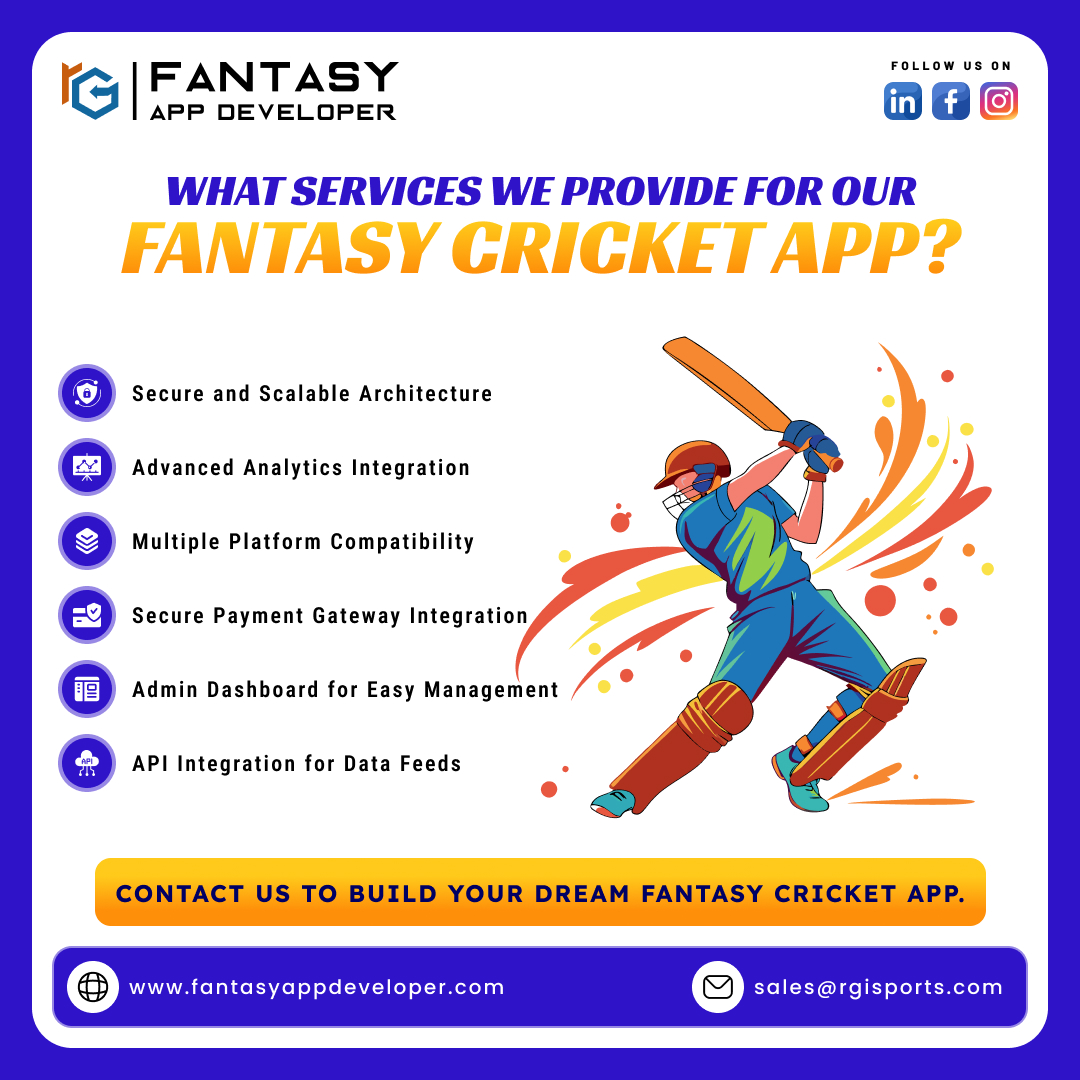 Transform your fantasy cricket idea into a winning app with expert development! Ready to create the ultimate cricket experience? Contact us today

📞 91-982-868-6605
✉️ sales@rgisports.com
🌐 fantasyappdeveloper.com

#FantasyCricket #AppDevelopment #SportsApp #FantasyAppDeveloper
