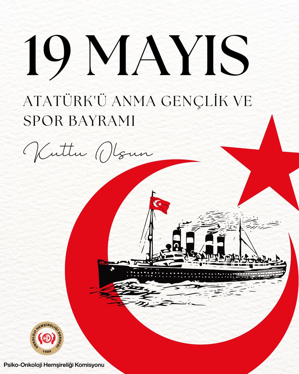 19 Mayıs 1919, bir milletin kaderini değiştiren gündür.
Bugün, Gençlik ve Spor Bayramı’nı Atatürk’ün izinde, umutla ve sağlıkla kutluyoruz.

Psiko-Onkoloji Hemşireliği Komisyonu olarak gençliğin yanında, bilimin izindeyiz. 🇹🇷
#19Mayıs #Atatürk #GençlikveSporBayramı
#PsikoOnkoloji