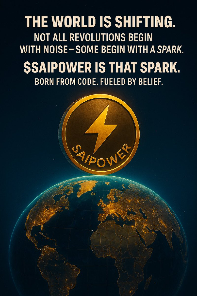SAIPOWERCOIN's tweet photo. The world is shifting.
Not all revolutions begin with noise — some begin with a spark.
$SAIPOWER is that spark.
Born from code. Fueled by belief.

Trade now:
https://t.co/M0TkMJw1ek

#SAIPOWER #CryptoGem #Next100x #BeforeThePump #AIcoin #Solana #Web3 #BlockchainRevolution https://t.co/ss0Wm7JaEc