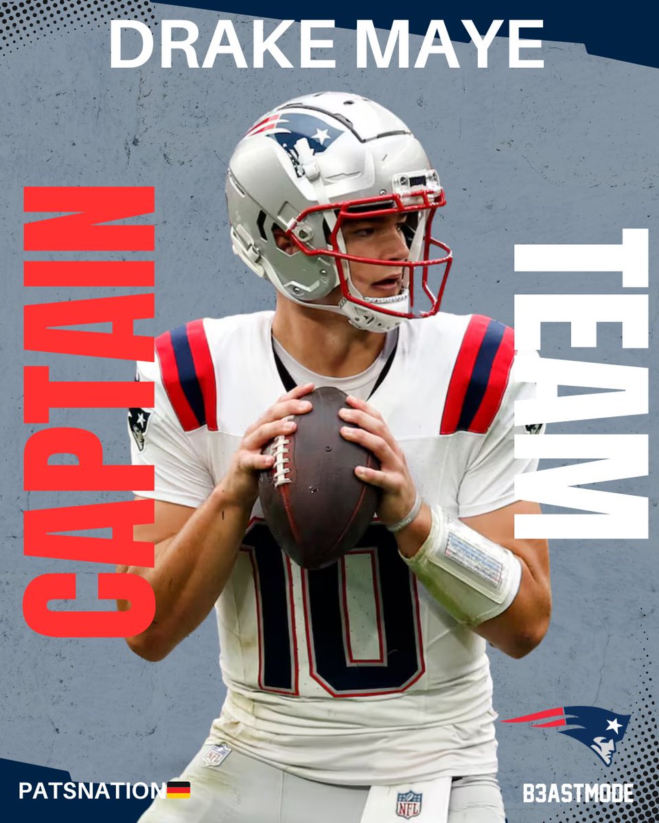 B3astm0deTV's tweet photo. 🎲Team Captain @DrakeMaye2 🎲
IT LOOKS LIKE OUR QB @DrakeMaye2 HAS THE HONOR OF BECOMING TEAM CAPTAIN IN HIS SECOND YEAR.
BUT NOTHING IS CERTAIN YET.
#CoverThePatriots🇩🇪#NEPats #ForeverNE #GoPats #NFL #rtlnfl #PatsNation🇩🇪#AmericanFootball #Patriots #PatsNation #Caprain #TeamCaptain #ENDZNR @NFLDeutschland