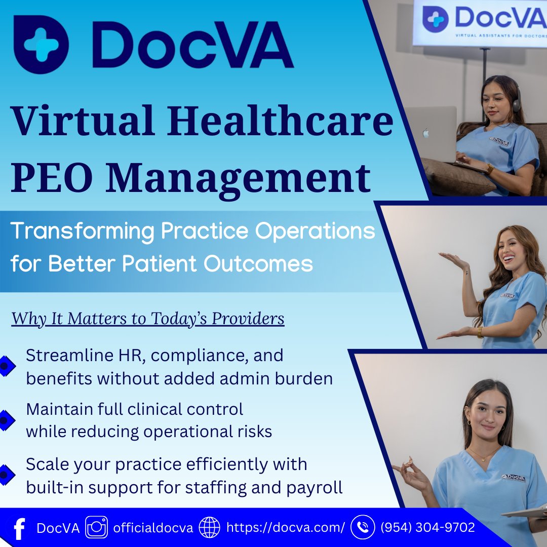 Docva_US's tweet image. Take your healthcare practice to the next level with smarter, stress-free operations. Virtual Healthcare PEO Management helps you scale with ease, cut admin clutter, and stay fully compliant.
#HealthcareEfficiency #PEOSolutions 

Visit : docva.com/virtual-health…