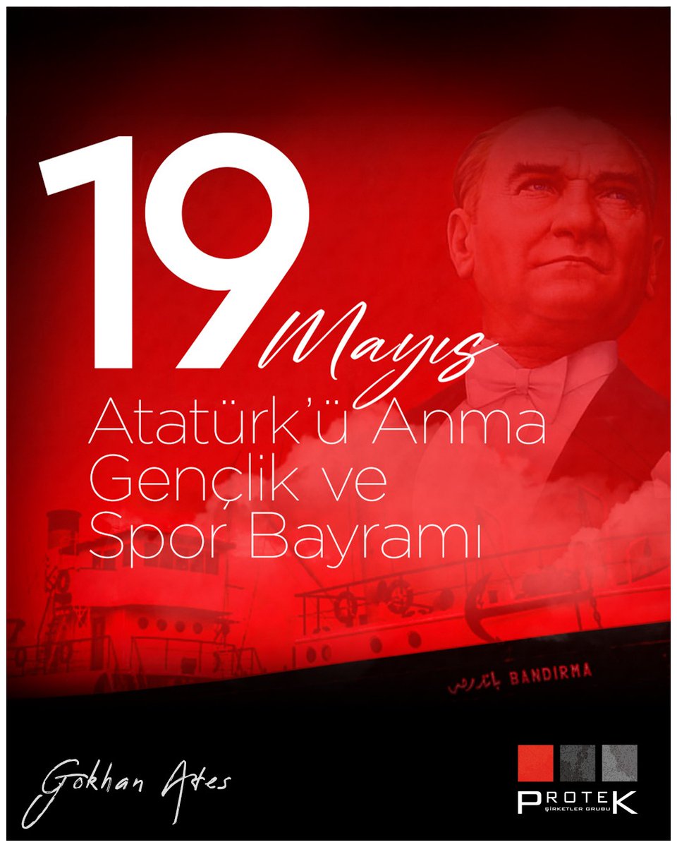 Gokhanaates's tweet image. 19 Mayıs Atatürk’ü Anma, Gençlik ve Spor Bayramımız kutlu olsun. 🇹🇷

Gökhan Ateş
Protek Şirketler Gurubu Yönetim Kurulu Başkanı

#protek #protekvipgüvenlik #estektemizlik #proteksigorta #protekgrupsigorta #protekşirketlergrubu #gökhanateş