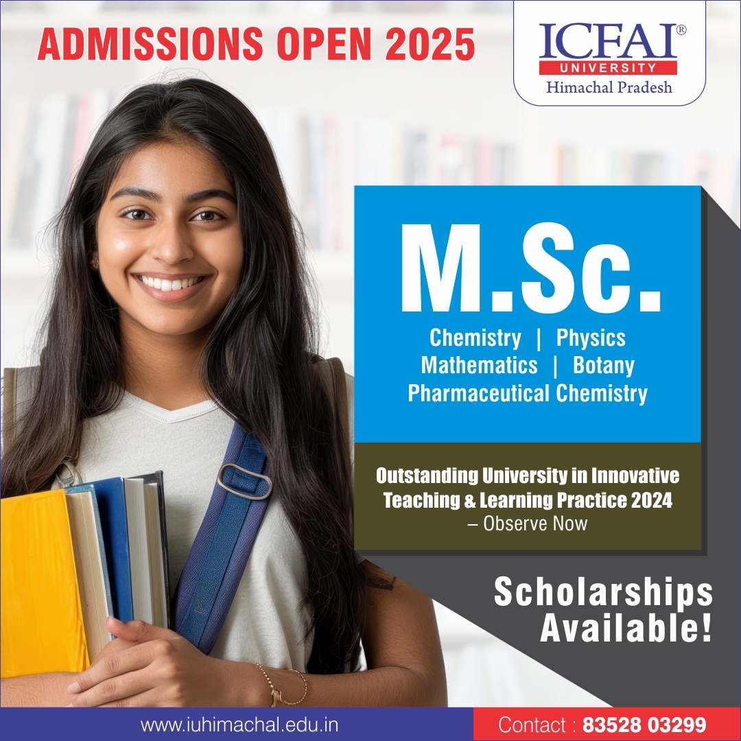 icfaihimachal's tweet image. 📢 MSc. Admissions Open – 2025
Advance your career in science with ICFAI University, Himachal Pradesh
🔹 Choose Your Path:
🧪 Chemistry | ⚛️ Physics
📊 Mathematics | 🌿 Botany
💊 Pharmaceutical Chemistry
iuhimachal.edu.in/admissions/202…
📞 83528 03299
#ICFAIUniversityHP #MScPrograms