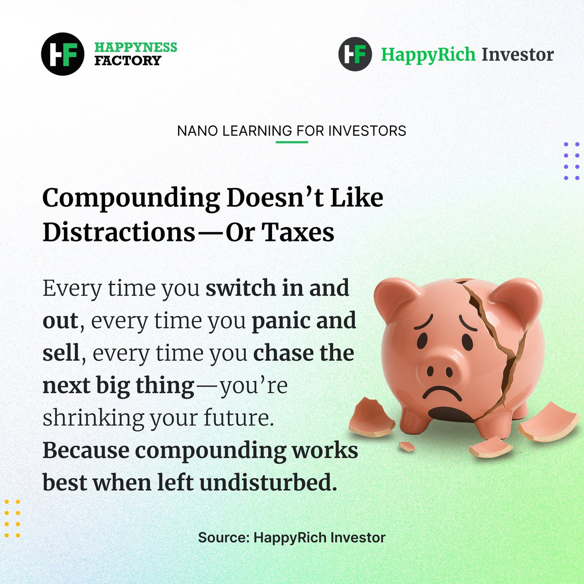 The biggest enemy of compounding isn’t performance—it’s interruption. Stay invested, stay tax-efficient, and let time do the heavy lifting.

Read the article to know more: tinyurl.com/ycykztyk

#CompoundingPower #StayInvested #WealthBuilding #TaxEfficiency #HappynessFactory