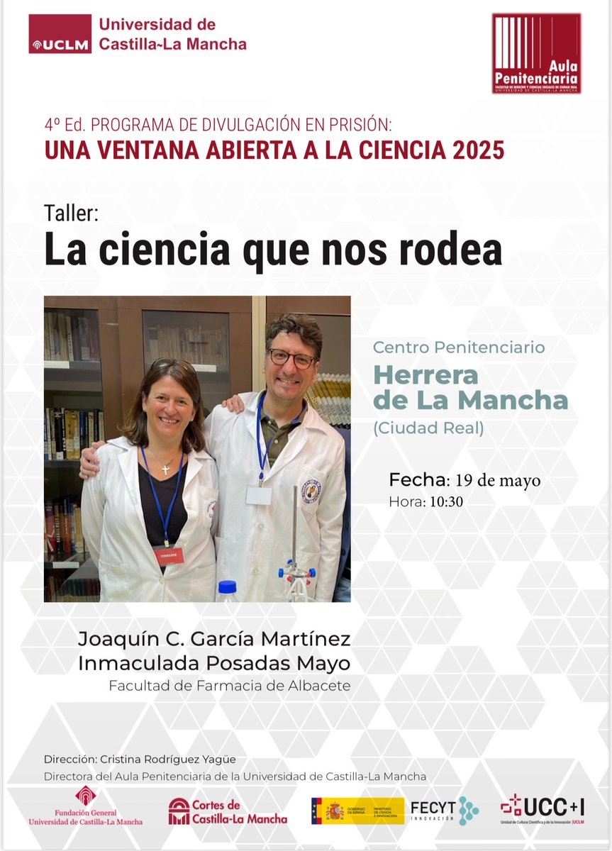Comenzamos semana en el Programa de Divulgación de Ciencia en Prisión de <a href="/uclm_es/">Universidad de Castilla-La Mancha</a> en el centro penitenciario Herrera de la Mancha de la mano de <a href="/InmaPM2014/">Inmaculada Posadas</a> y Joaquín García Martínez y su taller La ciencia que nos rodea
