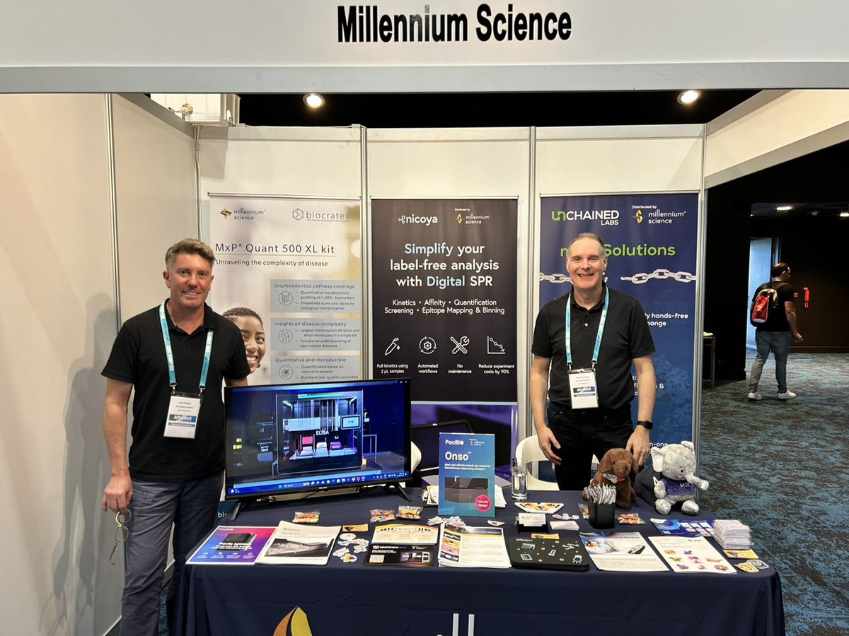 Millennium Science (@mscienceaustnz) on Twitter photo We're at #AUSoMicS this week in Cairns. Come by the Millennium Science booth & learn about our cutting edge technologies!
<a href="/unchainedlabs/">Unchained Labs</a> <a href="/Nicoya_Life/">Nicoya</a> <a href="/biocrates_life/">biocrates life sciences</a> <a href="/10xGenomics/">10x Genomics</a> <a href="/opentrons/">Opentrons</a> We're at #AUSoMicS this week in Cairns. Come by the Millennium Science booth & learn about our cutting edge technologies!
<a href="/unchainedlabs/">Unchained Labs</a> <a href="/Nicoya_Life/">Nicoya</a> <a href="/biocrates_life/">biocrates life sciences</a> <a href="/10xGenomics/">10x Genomics</a> <a href="/opentrons/">Opentrons</a>
