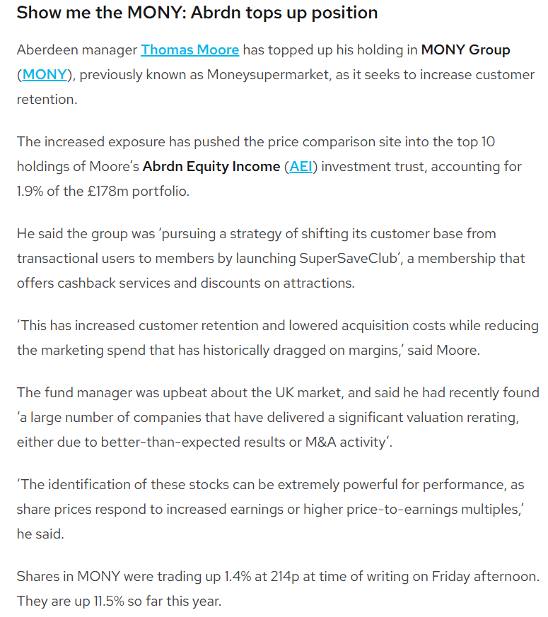 entrustTMF's tweet image. Show me the #MONY MONY Grp: Abrdn tops up position