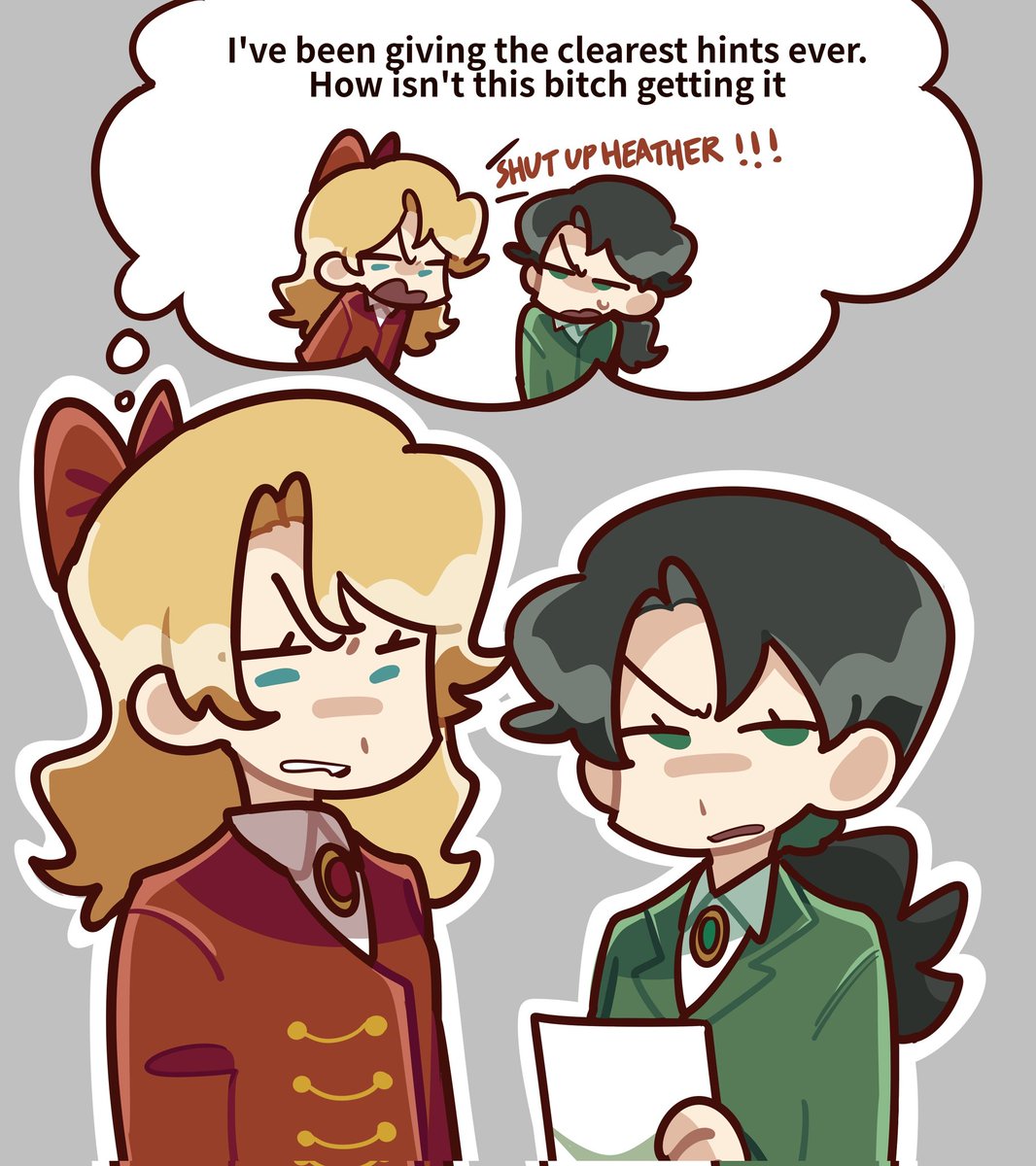 copper11sulfate's tweet photo. #heathersthemusical #chanduke
"I've given her so many obvious signals!" The signals: https://t.co/WxCcK9Nrid