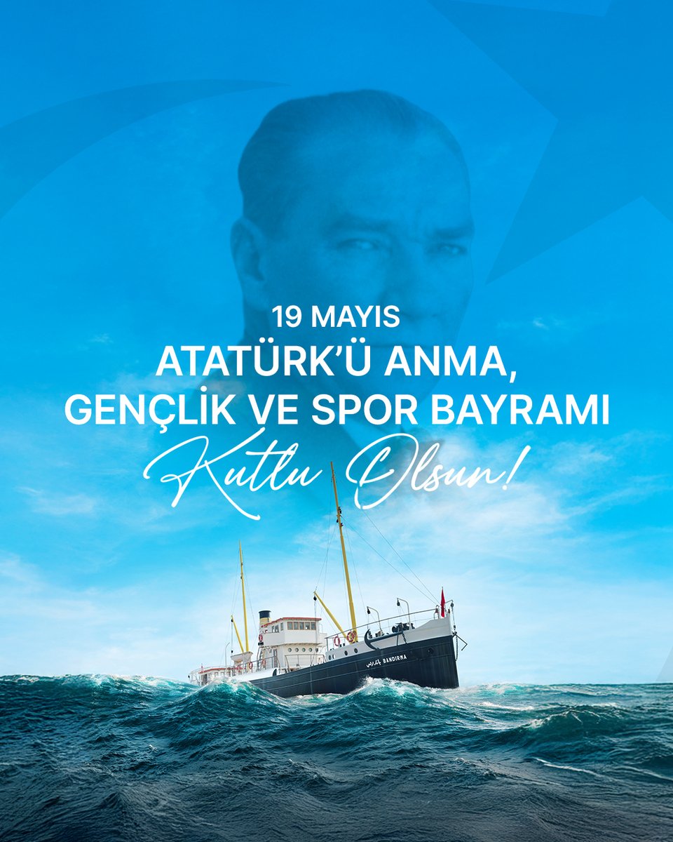 Ulu Önder Mustafa Kemal Atatürk’ün “Vatanın bütün ümit ve istikbali size, genç nesillerin anlayış ve enerjisine bağlanmıştır.” dediği, Cumhuriyet’i emanet ettiği her yaştan gençler başta olmak üzere herkesin 19 Mayıs Atatürk’ü Anma, Gençlik ve Spor Bayramını kutlar, nice