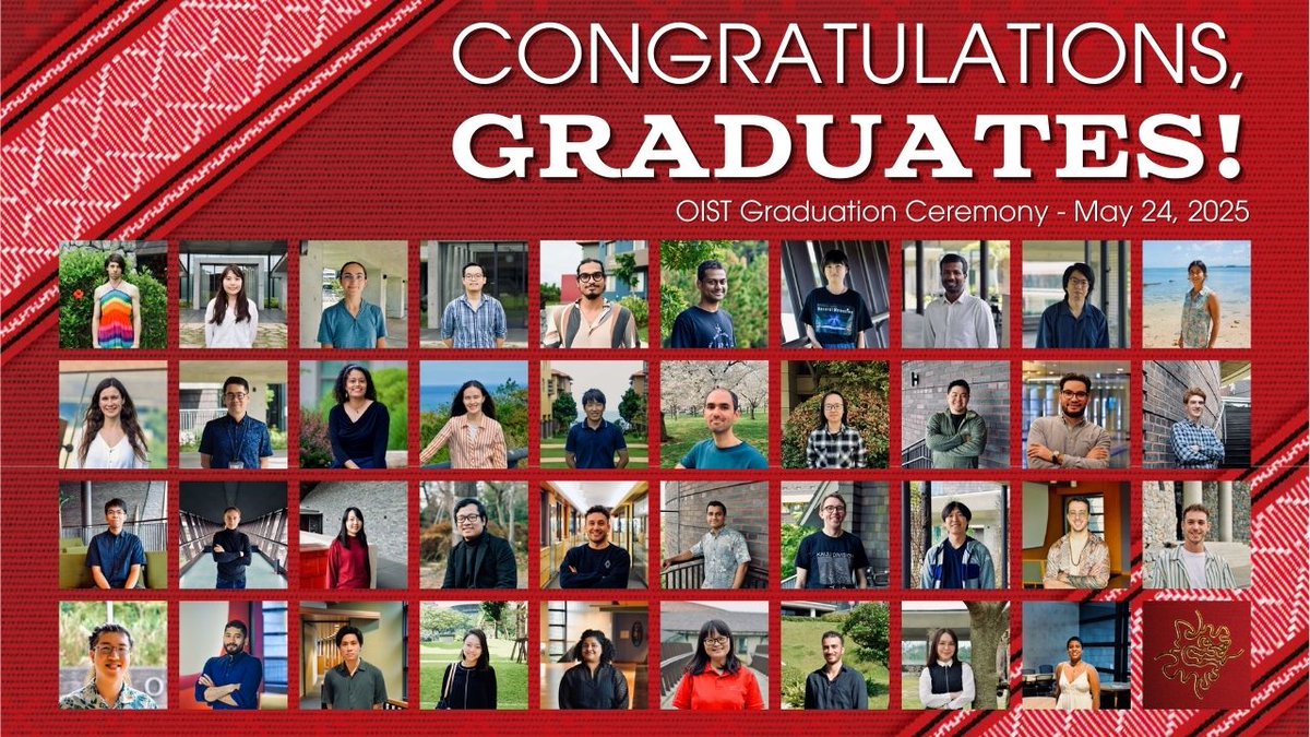 5月24日 (土) に #OIST 第7回学位記授与式を開催いたします🎓

修了生たちは、情熱・探究心・努力を胸に、それぞれの道へと羽ばたいていきます。
彼らの成長を見守り、支えてくださったすべての皆さまに、心より感謝申し上げます。

式典はオンラインでもご覧いただけます！
oist.jp/graduation