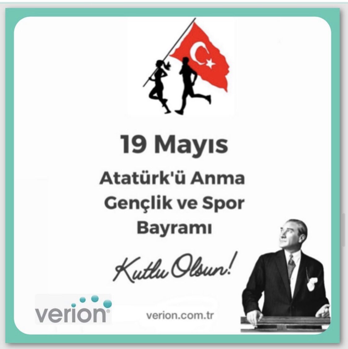 VerionTeknoloji's tweet photo. Atatürk’ün gösterdiği yolda yılmadan çalışan çağdaş uygarlık değerlerine sahip, yenilikçi ve girişimci gençler yarınlarımızın teminatıdır.
19 Mayıs Atatürk’ü Anma, Gençlik ve Spor Bayramımız Kutlu Olsun!🇹🇷
#19Mayıs #AtatürküAnmaGençlikveSporBayramı #Verion https://t.co/XLtWIfgiPw