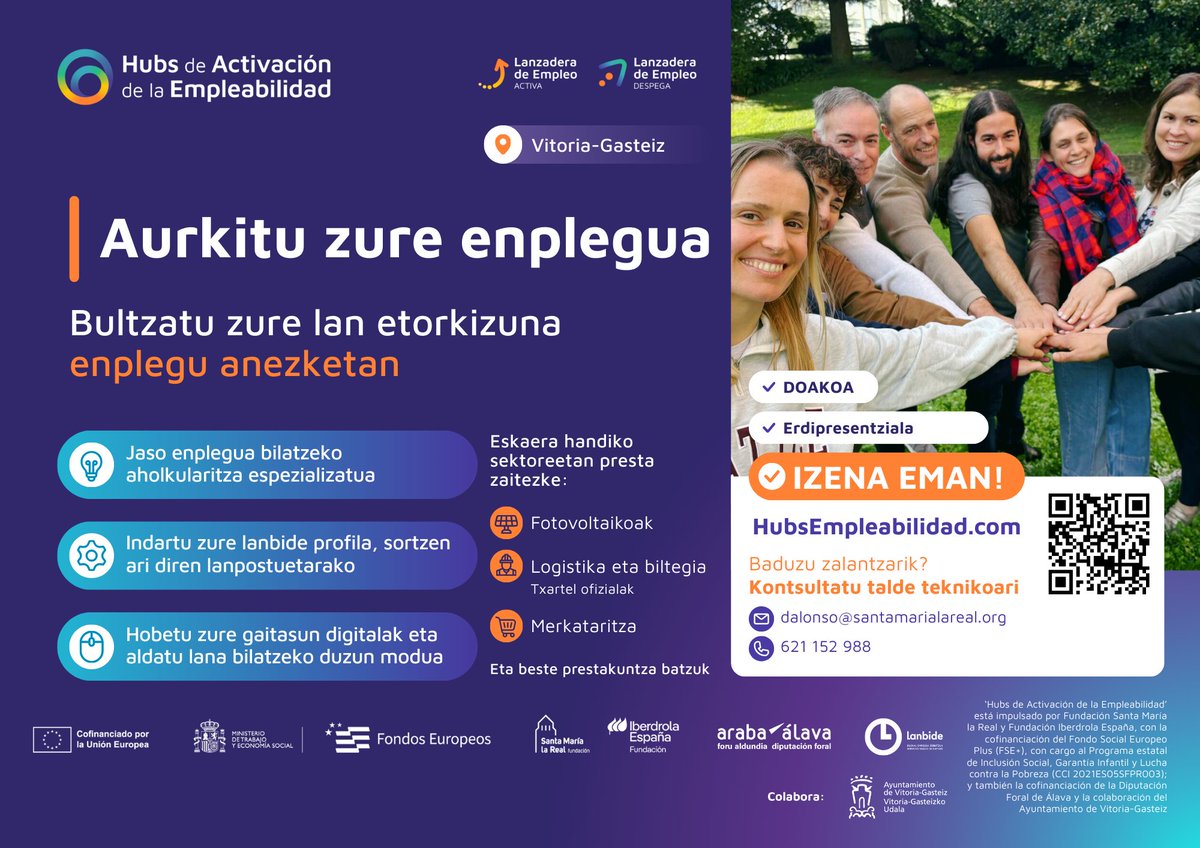 UPV/EHU EnpleguGunea (@enpleguguneak) on Twitter photo #Lan-anezkak Gasteiz eta Laudion <a href="/vitoriagasteiz/">Vitoria-Gasteiz!</a> <a href="/Araba/">Arabako Foru Aldundia | Diputación Foral de Álava</a> <a href="/FundacionSMLRPH/">Fundación Santa María la Real</a> <a href="/lanbideejgv/">Lanbide</a>
Izena eman hubsempleabilidad.com #Lan-anezkak Gasteiz eta Laudion <a href="/vitoriagasteiz/">Vitoria-Gasteiz!</a> <a href="/Araba/">Arabako Foru Aldundia | Diputación Foral de Álava</a> <a href="/FundacionSMLRPH/">Fundación Santa María la Real</a> <a href="/lanbideejgv/">Lanbide</a>
Izena eman hubsempleabilidad.com