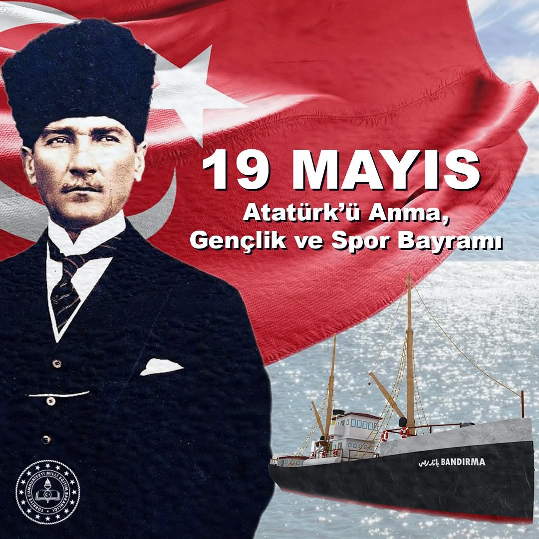 Bugün, bağımsızlık meşalesinin yakıldığı gün!19 Mayıs 1919, milletimizin dirilişidir.Gazi Mustafa Kemal Atatürk ve silah arkadaşlarını saygı, minnet ve rahmetle anıyoruz. 
🇹🇷 “19 Mayıs Atatürk’ü Anma, Gençlik ve Spor Bayramı”mız kutlu olsun! 🇹🇷