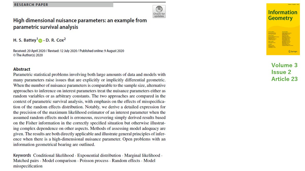 Article #OTD

High dimensional nuisance parameters: an example from parametric survival analysis

link.springer.com/article/10.100…