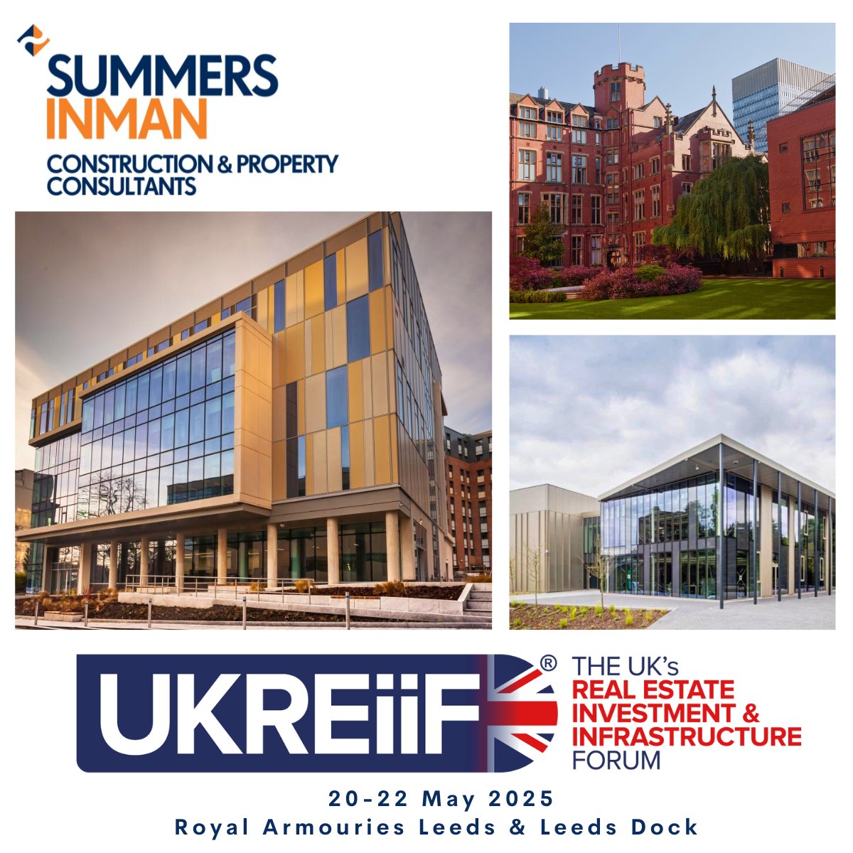 #SummersInman is proud to be an Official Attendee at #UKREiiF2025 20-22 May at Royal Armouries Leeds &amp; #Leeds Dock. To arrange a meeting please contact Alex Lodge or David Blakey #RealEstate #Infrastructure #Investment #NetZero #Regeneration