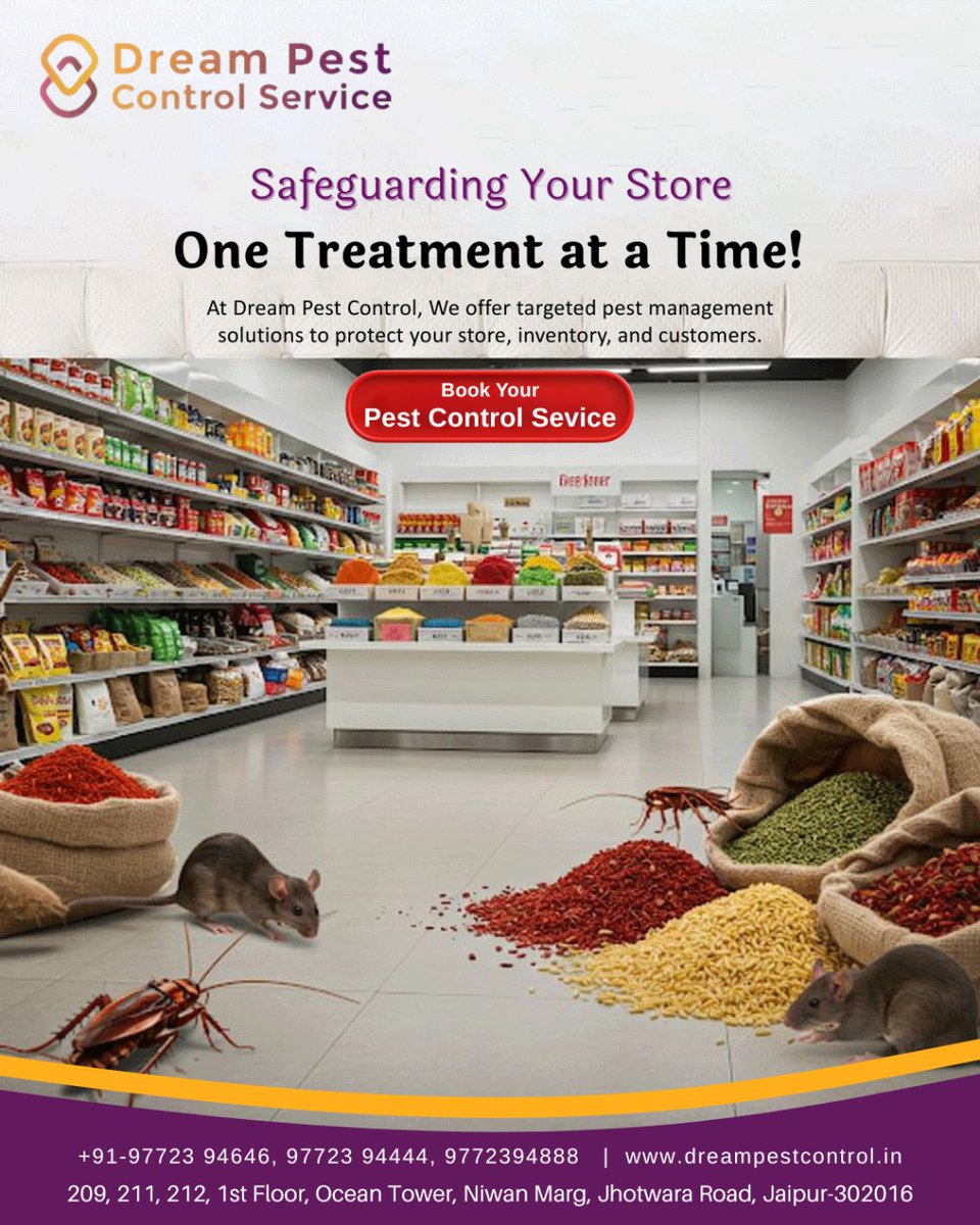 DreamPest's tweet image. Say goodbye to rats, cockroaches, and pests invading your inventory! 

At Dream Pest Control, we deliver targeted pest management solutions to protect your store, products, and customers from harmful infestations.

🌐 : dreampestcontrol.in

#DreamPestControl #StoreProtection
