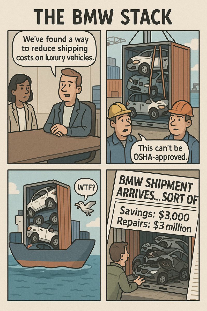 ODeXGlobal's tweet image. 🚢📦 When your freight savings plan skips the “quality control” step...

The BMW Stack: Because who needs insurance when you have innovation? 😅

At ODeX, we automate your documentation—not your disasters.

#MemeMonday #LogisticsLaughs #FreightFails #ODeXKnowsBetter
