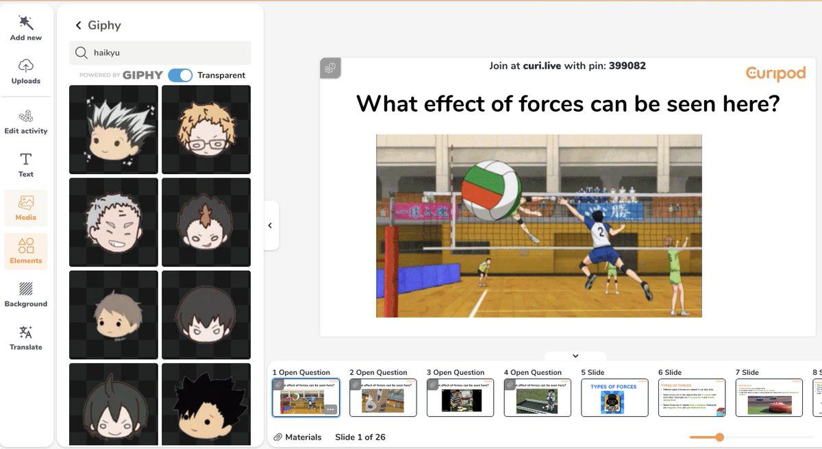 Love how I can include gifs from my favourite anime into my #curipod slides about the lessons on Forces. #haikyu