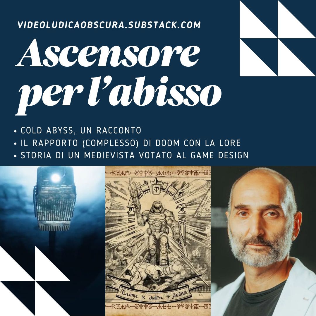Il primo episodio di #VideoludicaObscura è arrivato! Nella newsletter trovate un racconto ispirato a #ColdAbyss di <a href="/KowloonsCurse/">Rem // Kowloon's Curse</a>, parliamo del rapporto di Doom con la sua lore e vi racconto di <a href="/FabioBelsanti/">Fabio Belsanti</a>, un medievista votato al game design 🕹️

videoludicaobscura.substack.com/p/ascensore-pe…