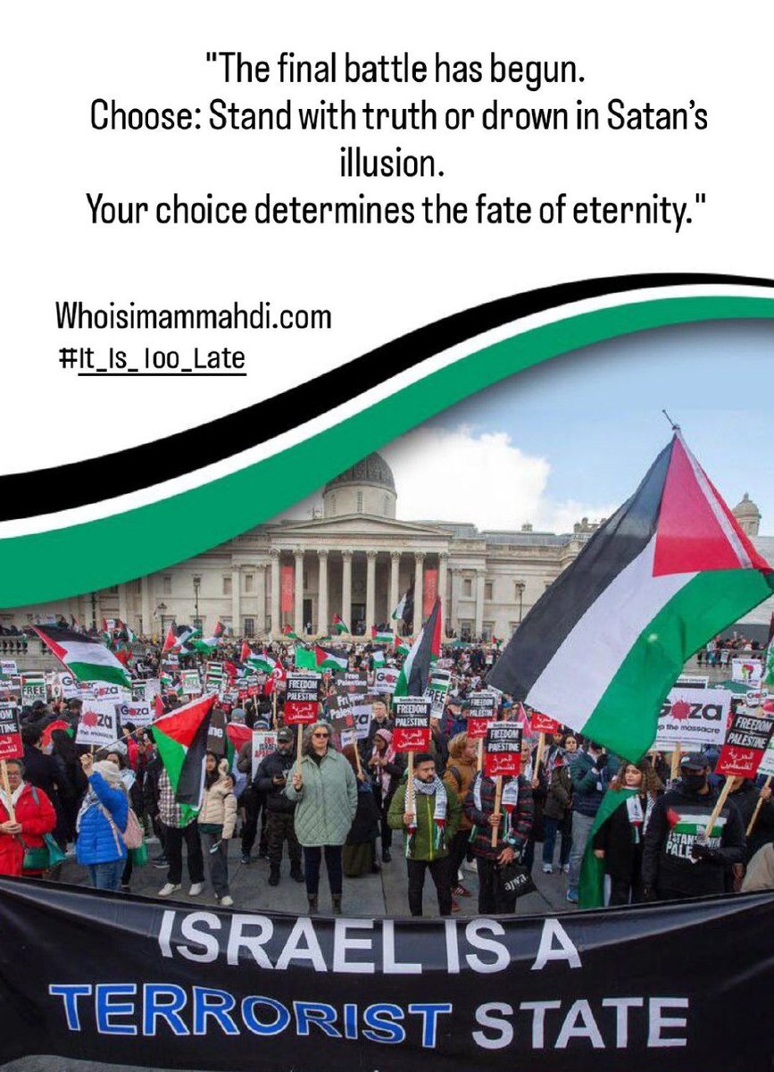Sarahrezaei1's tweet photo. @Mo7ammed_jawad6 Free Palestine ✌️ 🇵🇸🇵🇸🇵🇸
The Resistance Front stands firm armed with faith, they dismantle Satan’s lies to reclaim earth for the #PromisedSaviour.
#It_Is_Too_Late https://t.co/kGyLJxOzRv