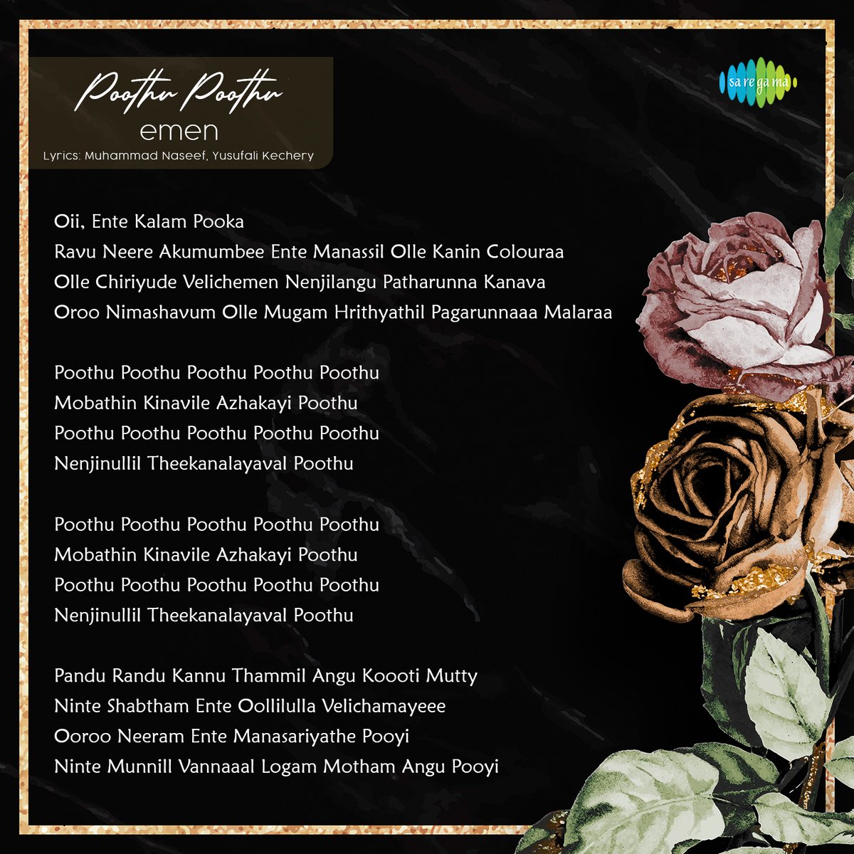 saregamasouth's tweet photo. Read it! Feel it! Hum it! #PoothuPoothu lyrical is here! 😍🎶🎙
🔗 https://t.co/K5xkiFN5dk
#Emen #MuhammadNaseef #JKFactor #Ashku #MalayalamHipHop #MalayalamRap https://t.co/rWCTCSSoxg