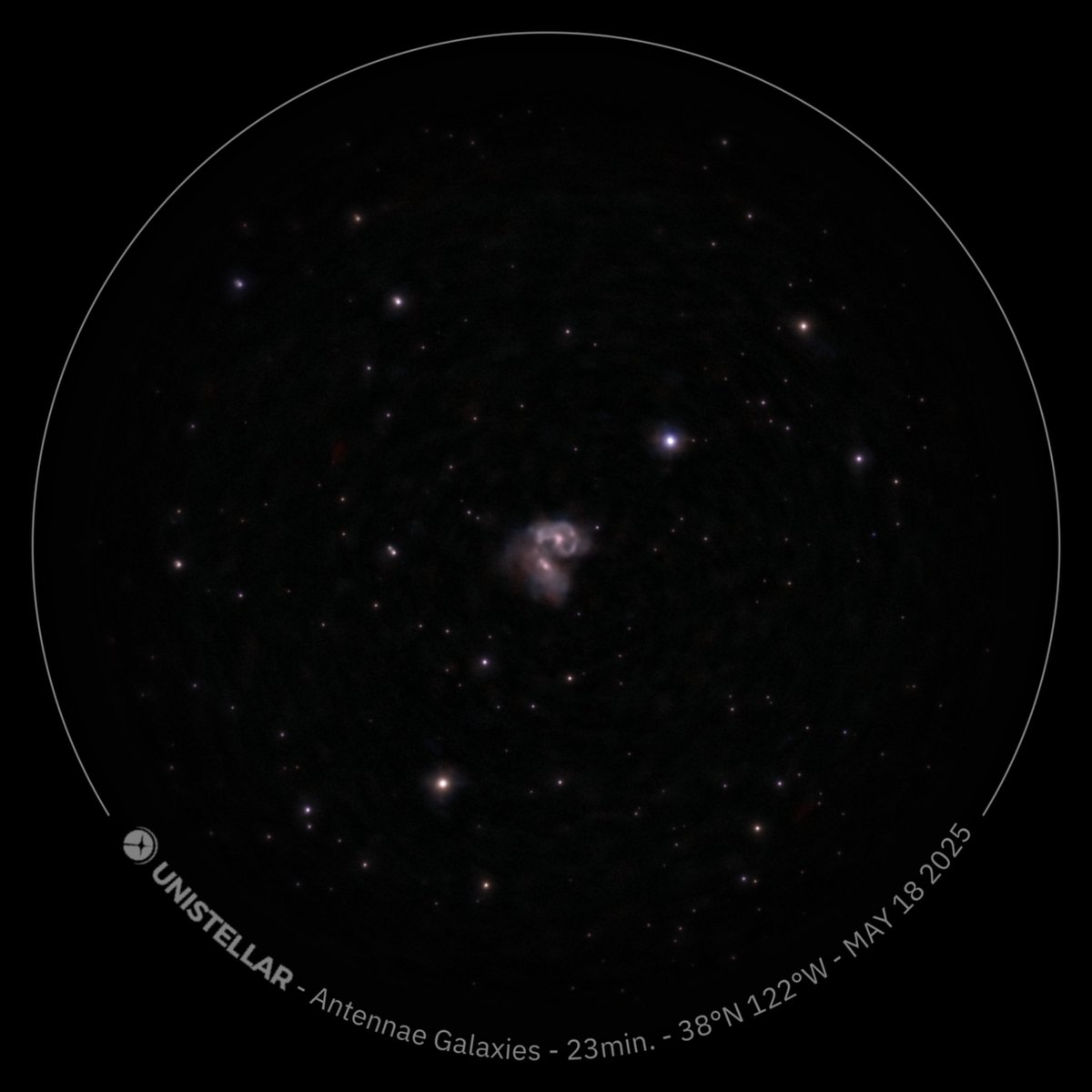 Franck Marchis (@allplanets) on Twitter photo A perfect way to wrap up the weekend: backyard chill with family, music, and the stars. Despite the city lights of San Francisco, my <a href="/Unistellar/">Unistellar</a> scope let me catch a glimpse of the Antennae Galaxies – just 45 million light-years away and still merging! A perfect way to wrap up the weekend: backyard chill with family, music, and the stars. Despite the city lights of San Francisco, my <a href="/Unistellar/">Unistellar</a> scope let me catch a glimpse of the Antennae Galaxies – just 45 million light-years away and still merging!