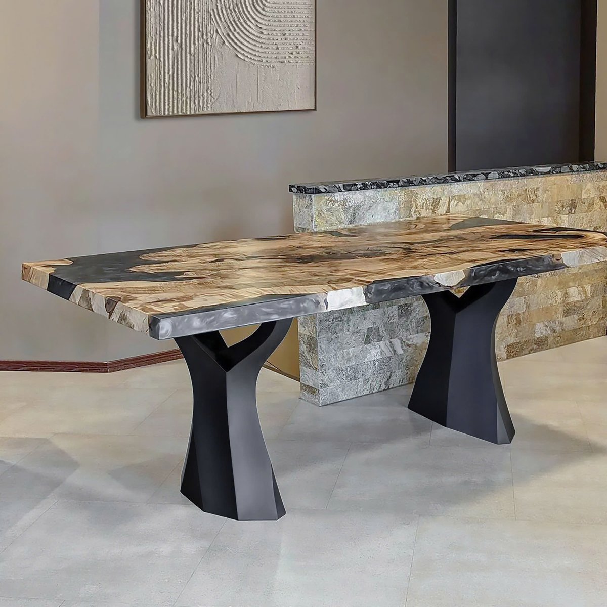 Flowyline_'s tweet image. Ramo 413 blends the raw beauty of burl wood with the quiet depth of smoky epoxy and the strength of sculpted steel, creating a piece that brings the warmth of nature into the heart of modern living.🌿✨

#FlowylineDesign #413Ramo #DiningTableBase #HandCrafted