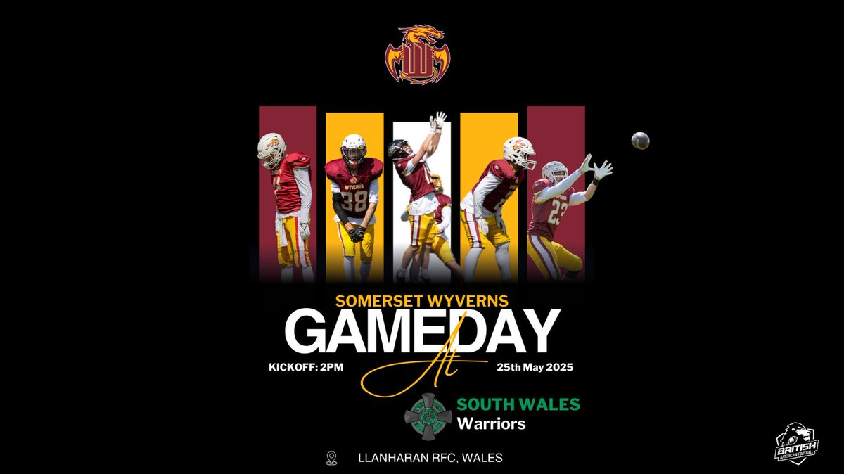 🏈 GAME WEEK – GAME 4 vs South Wales Warriors 

This Sunday, the Wyverns hit the road again to Llanharan, Wales. Last time out, we were humbled at home. This time, we’re looking to execute, battle hard, and right a lot of wrongs!

📅 25th May @ 2PM KO - Llanharan RFC